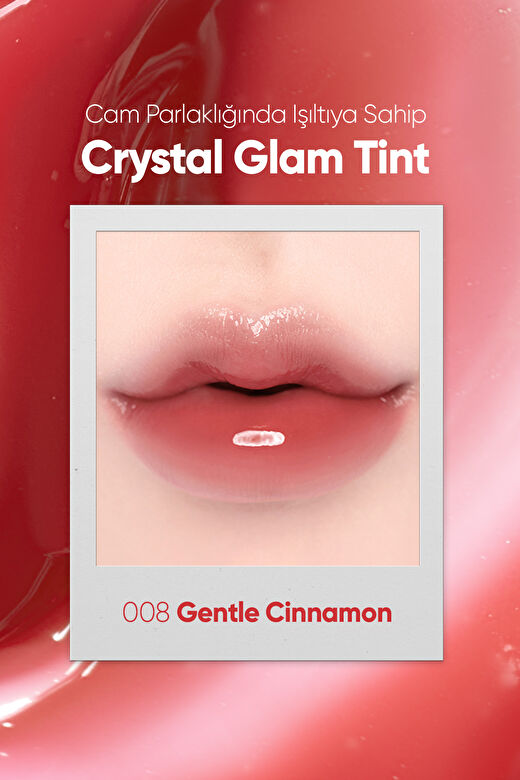 Yapışkanlık Hissi Vermeyen Yoğun Işıltılı Tint Clio Crystal Glam Tint (08 Gentle Cinnamon) 2