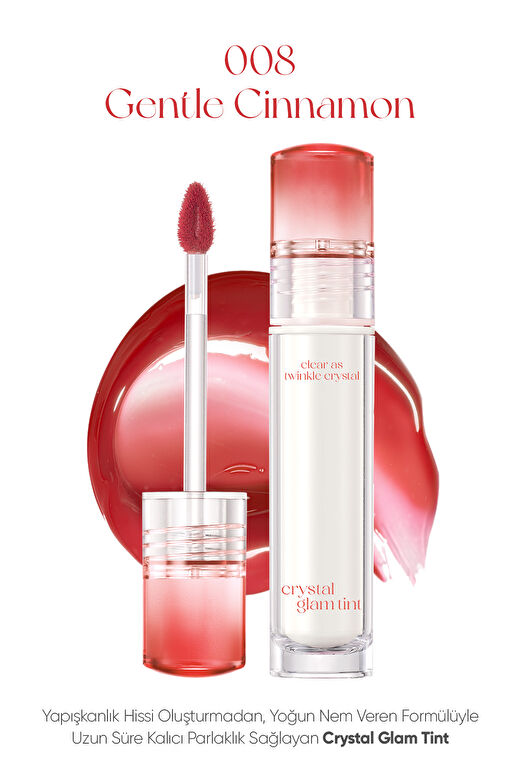 Yapışkanlık Hissi Vermeyen Yoğun Işıltılı Tint Clio Crystal Glam Tint (08 Gentle Cinnamon) 3