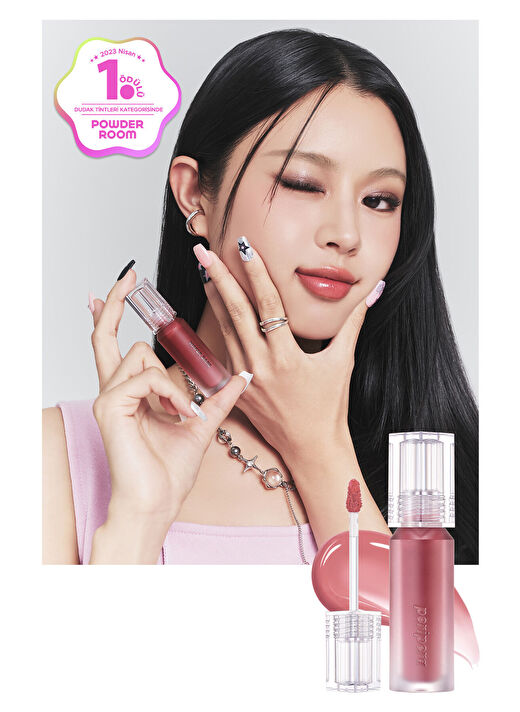 Doğal Tonlarda, Uzun Süre Kalıcı, Işıltılı Tint PERIPERA Water Bare Tint (11 Hip Rose) (Hip Gray) 3