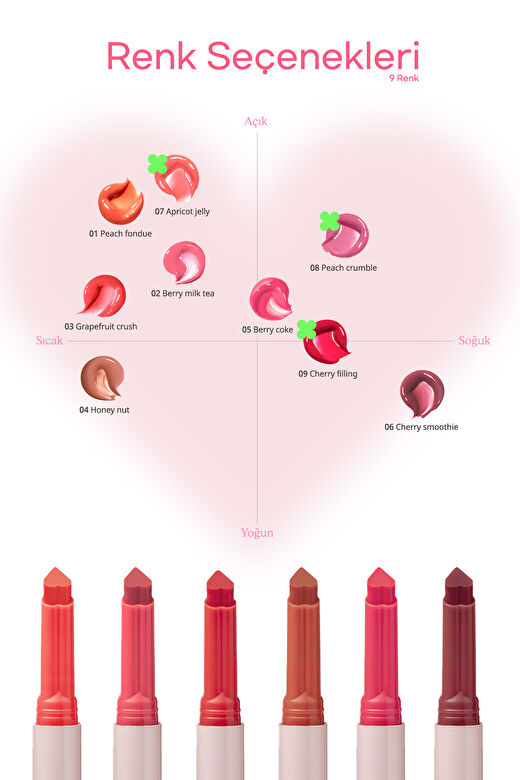 Yoğun Nemlendirici, Parlak Bitişe Sahip Balm Peripera Heart Jam Glow Lip (2 Berry Milktea) 4