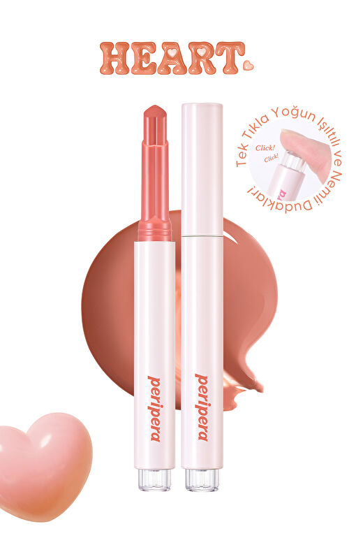 Yoğun Nemlendirici, Parlak Bitişe Sahip Balm Peripera Heart Jam Glow Lip (4 Honey Nut) 2