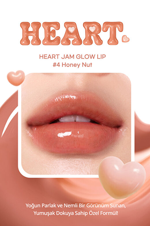 Yoğun Nemlendirici, Parlak Bitişe Sahip Balm Peripera Heart Jam Glow Lip (4 Honey Nut) 3