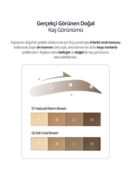 Sıcak Alt Tonlu Kaş Farı Paleti CLIO Kill Brow Shaping Powder Brow (01 Natural Warm Brown) 4