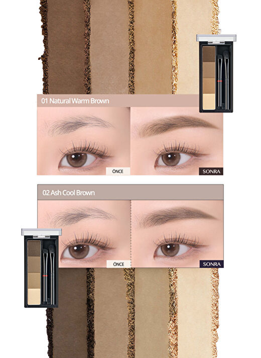 Soğuk Alt Tonlu Kaş Farı Paleti CLIO Kill Brow Shaping Powder Brow (02 Ash Cool Brown 3