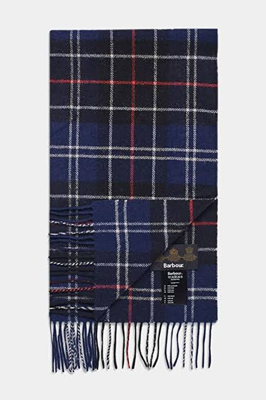 Barbour Unisex Tartan Yün Atkı (%100 Lambswool) NY11 Navy-Red 1