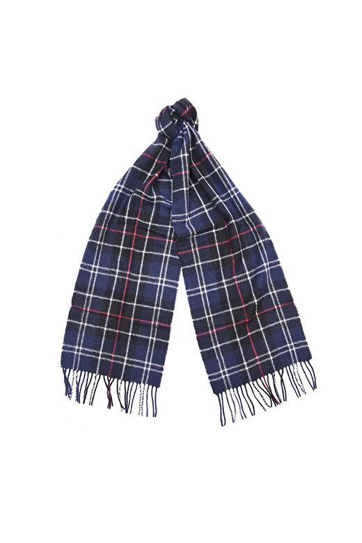 Barbour Unisex Tartan Yün Atkı (%100 Lambswool) NY11 Navy-Red 3