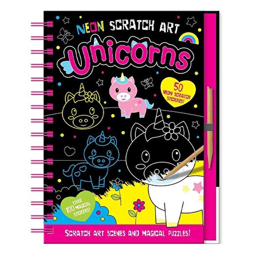 Neon Scratch Art - Unicorns 1