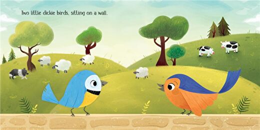 Two Little Dickie Birds Sitting on a Wall 4