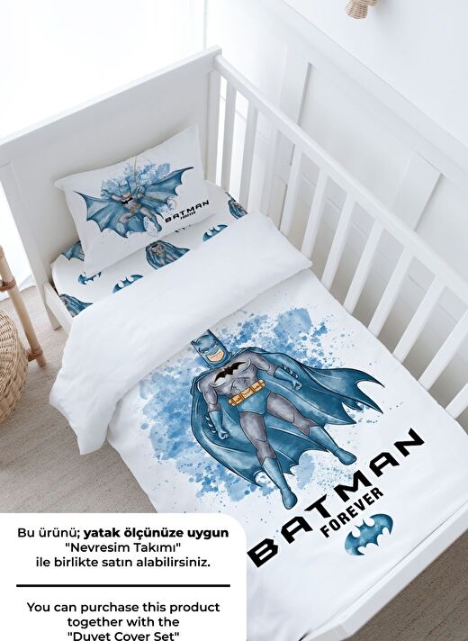Bebek Boy Lastikli Çarşaf Seti - Cartoon Serisi - Batman 1