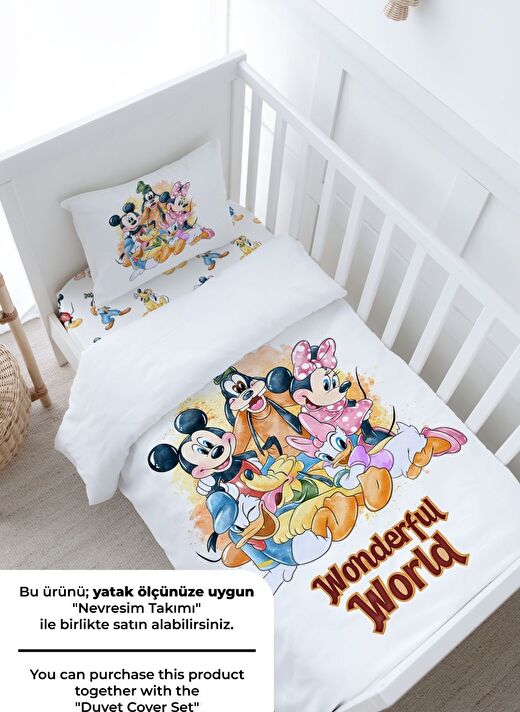 Bebek Boy Lastikli Çarşaf Seti - Cartoon Serisi - Mickey ve Arkadaşları 3