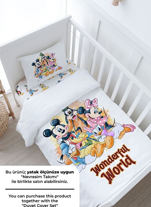 Bebek Boy Lastikli Çarşaf Seti - Cartoon Serisi - Mickey ve Arkadaşları 4