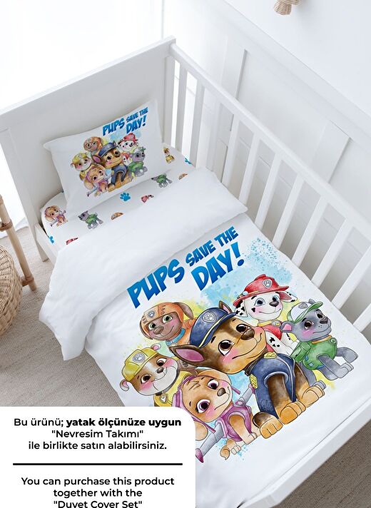 Bebek Boy Lastikli Çarşaf Seti - Cartoon Serisi - Paw Patrol 2