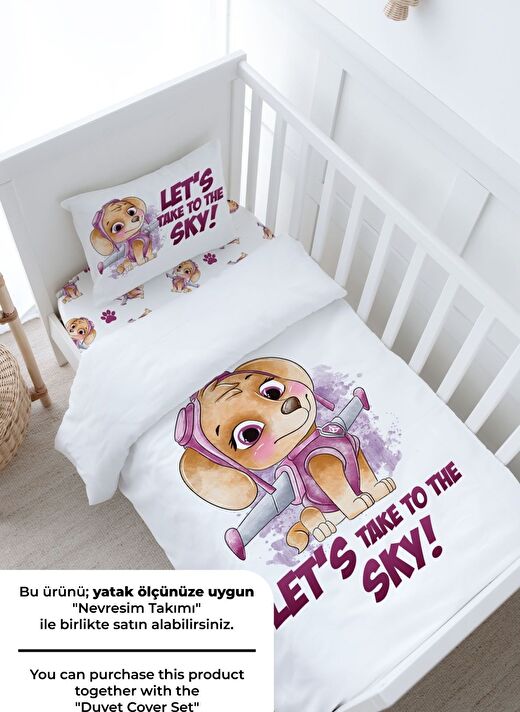 Bebek Boy Lastikli Çarşaf Seti - Cartoon Serisi - Paw Patrol Skye 2