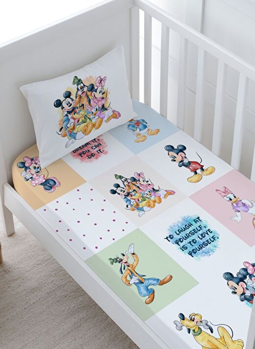 Bebek Boy Lastikli Çarşaf Seti - Cartoon Serisi - Mickey ve Arkadaşları Patchwork 2