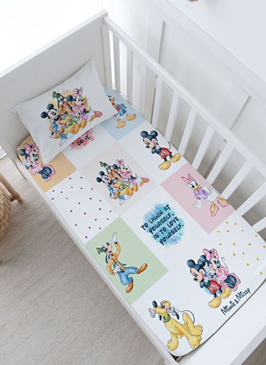 Bebek Boy Lastikli Çarşaf Seti - Cartoon Serisi - Mickey ve Arkadaşları Patchwork 3