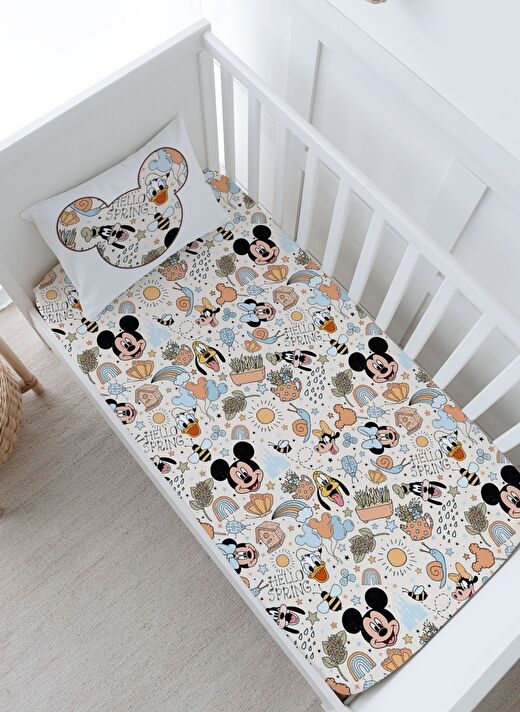 Bebek Boy Lastikli Çarşaf Seti - Cartoon Serisi - Mickey ve Arkadaşları Pattern 1