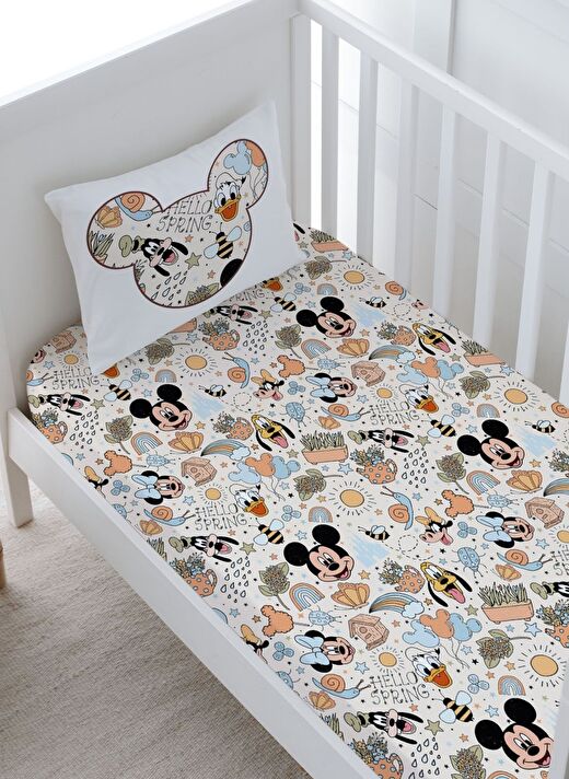 Bebek Boy Lastikli Çarşaf Seti - Cartoon Serisi - Mickey ve Arkadaşları Pattern 2