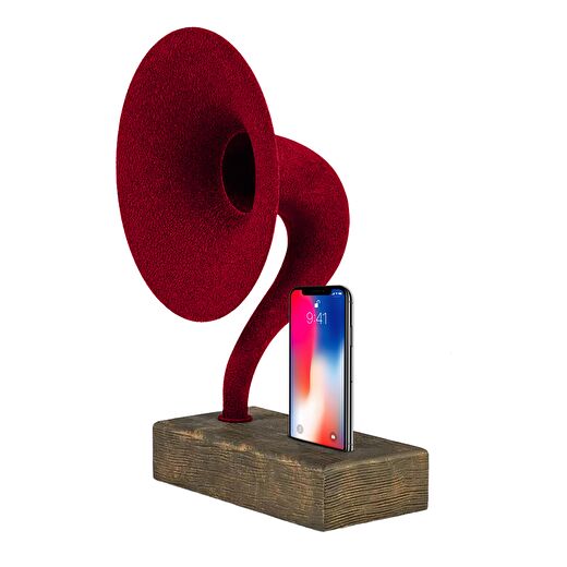 Akustik Gramofon Eskitme Gold Ahşap Gövde / Kırmızı Metal Başlık 1