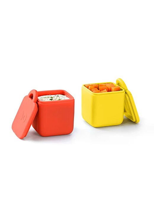 OmieBox Bento Kutusu İç Bölme Kapları 2li Kırmızı ve Sarı 1