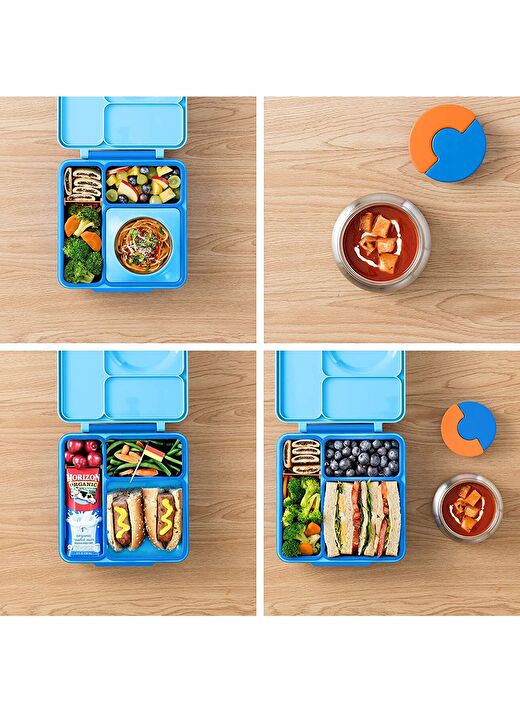 OmieBox - Isı Yalıtımlı Mavi Bento Yemek Kutusu 3