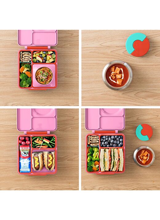 OmieBox - Isı Yalıtımlı Pembe Bento Yemek Kutusu 4