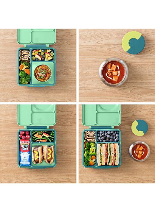 OmieBox - Isı Yalıtımlı Yeşil Bento Yemek Kutusu 4
