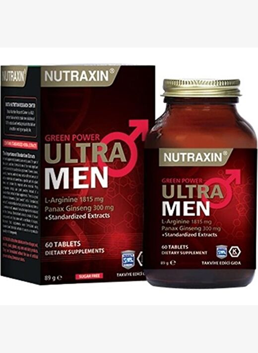 Nutraxin Ultra Men 60 Tablet - L-Arjinin, Ginseng, Zencefil, Demir dikeni, Tarçın 1