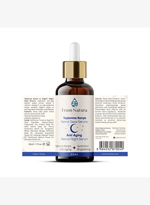 From Natura Yenileyici Yaşlanma Karşıtı Retinol Gece Serumu 30 ml 2