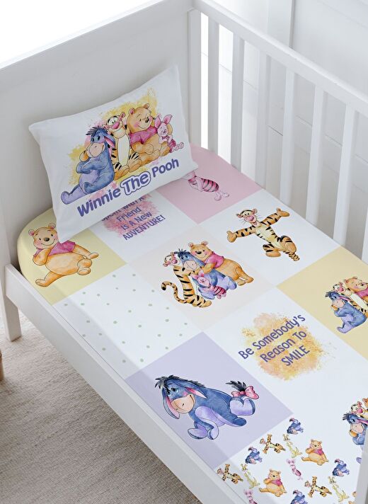 Bebek Boy Lastikli Çarşaf Seti - Cartoon Serisi - Sevimli Ayı Patchwork 1