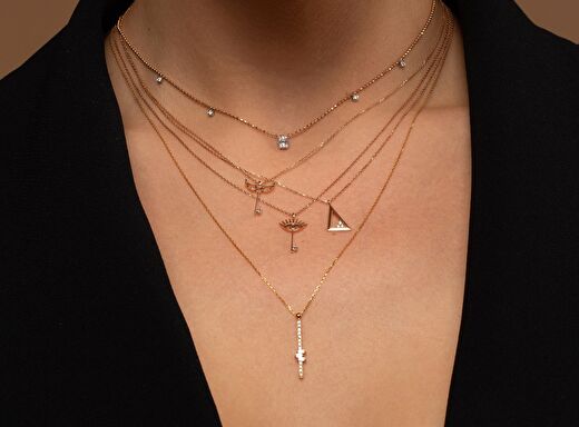 0,17 ct Baget Pırlanta Kolye 3