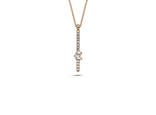 0,16 ct Baget Pırlanta Kolye 1