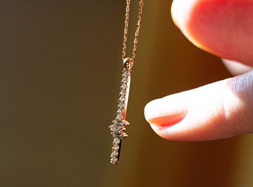 0,16 ct Baget Pırlanta Kolye 2