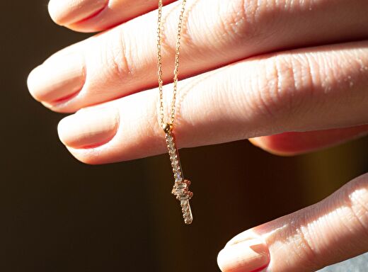 0,16 ct Baget Pırlanta Kolye 3