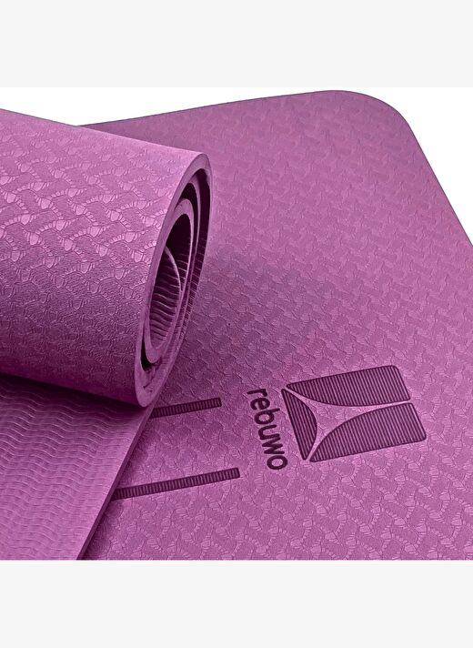 Rebuwo Çift Çizgili 8mm Kalın TPE Yoga ve Pilates Matı | Kaymaz, Konforlu, Ekstra Kalın Spor Matı  2