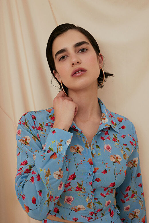 Floral Ön Pat Detaylı Gömlek 3