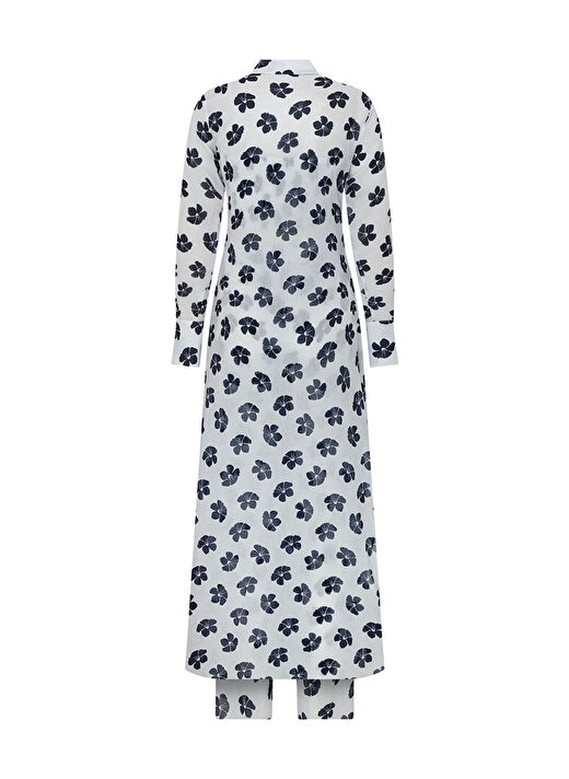 Navy Flowers Beachwear Takım 3
