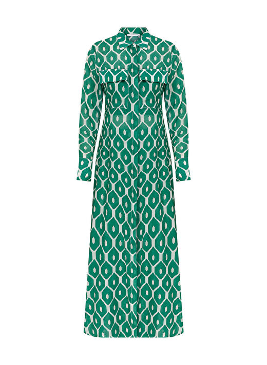 Ultramarine Green Uzun Cotton Vual Gömlek 1