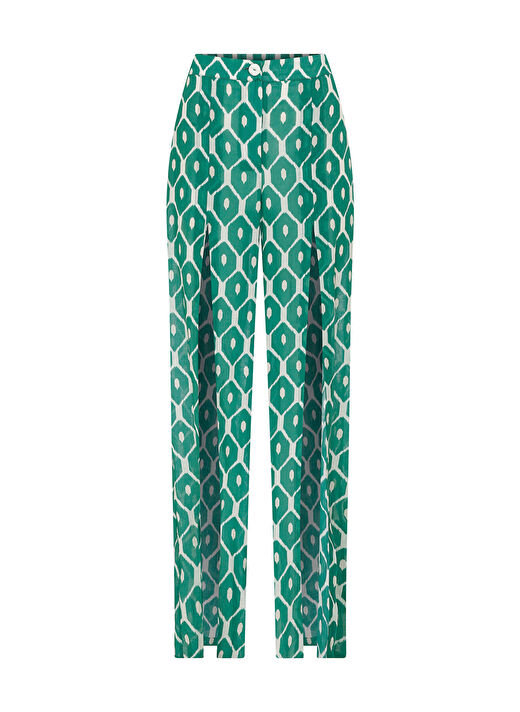 Ön Yırtmaç Detaylı Ultramarine Green Pantolon 1
