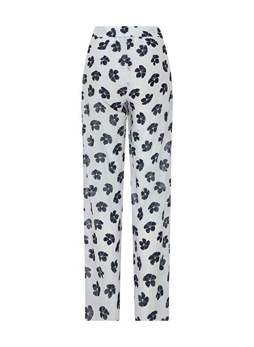 Ön Yırtmaç Detaylı Navy Flower Pantolon 2