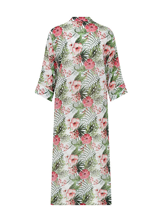 Hakim Yaka Kısa Cotton Rose Kaftan 3