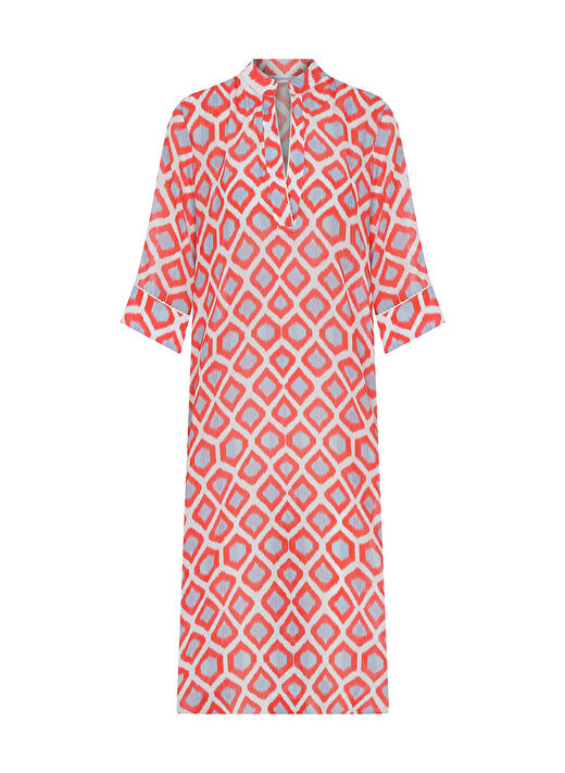Hakim Yaka Kısa Cotton Coral Kaftan 1