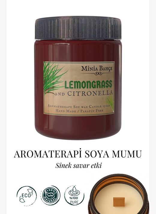 Limonotu & Citronella Yağı, Sineksavar Aromaterapi Soya Mumu, 150gr 1