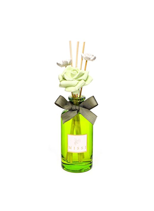 180 ml Yeşil Cam Şişe Çiçek Bambu Çubuklu White Jasmin Oda Kokusu 1