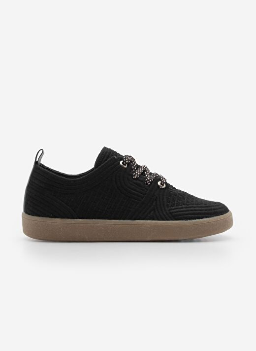 Kadın Sneaker İşlemeli Nakışlı Renkli Bağcıklı Spor Ayakkabı Valgin Siyah 4