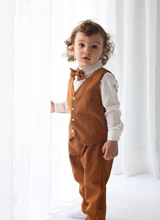 Kahve Yelekli Askılı Takım 4'lü Set 1