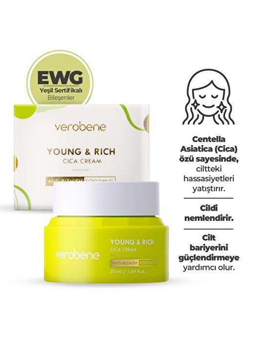 Young & Rich Cica İçerikli Akne Karşıtı ve Yatıştırıcı Bakım Kremi 50ml 2