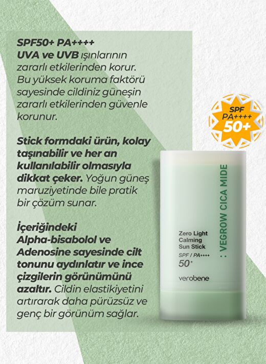 Vegrow Cica Mide Zero Light Calming Sun Stick Vegan Sakinleştirici Stick Güneş Kremi 3