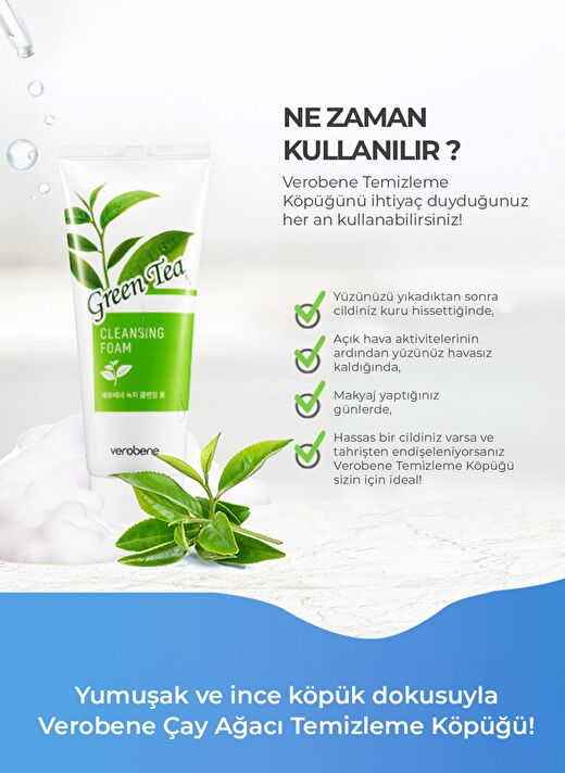 Yeşil Çay İçerikli Gözenek Arındırıcı ve Yatıştırıcı Yüz Temizleme Köpüğü 150ml 3