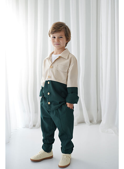 Yeşil Krem Retro Ceket - Carrot Pantolon Takım 4