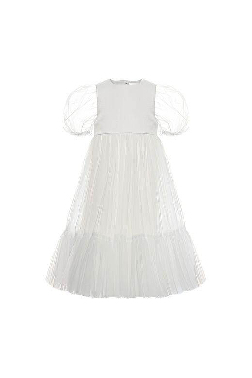 Beyaz Flower Girl Maxi Elbise 3